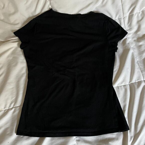 Vintage Y2K Black & Gold Short Sleeves Form Fitting Graphic Tee from Southpole - Picture 2 of 4